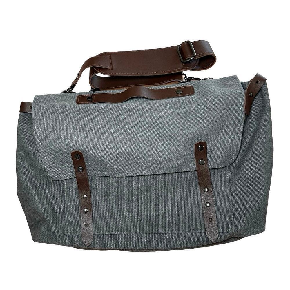 NWT Greg Norman The Refined Traveler Canvas Laptop/Messenger Bag Gray OS